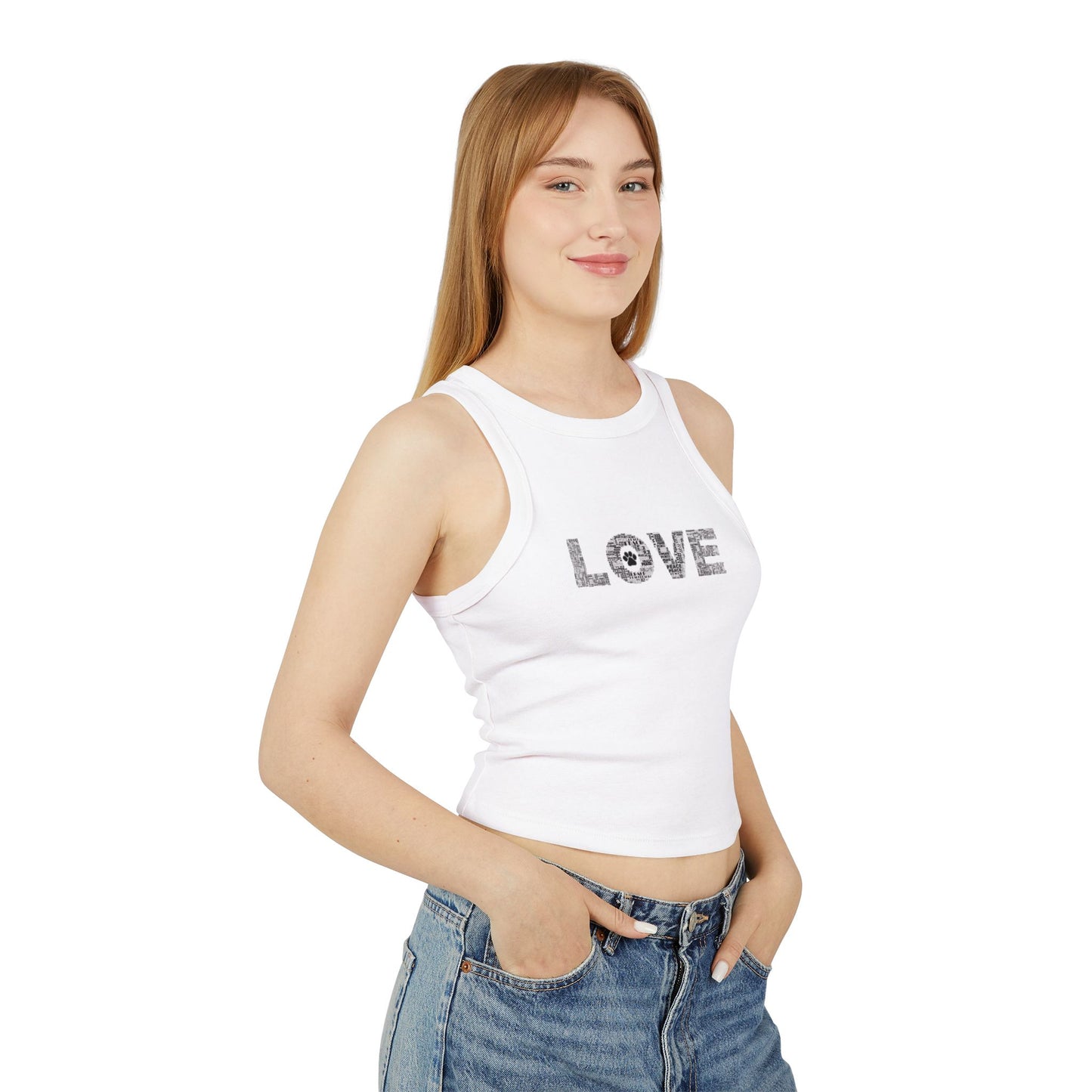 Love + Paw Print Tank Top, Women's Sleeveless Shirt, Dog Lovers Gift, Animal Print Tee, Cute Racerback Top, Summer Tank, Pet Mom Apparel