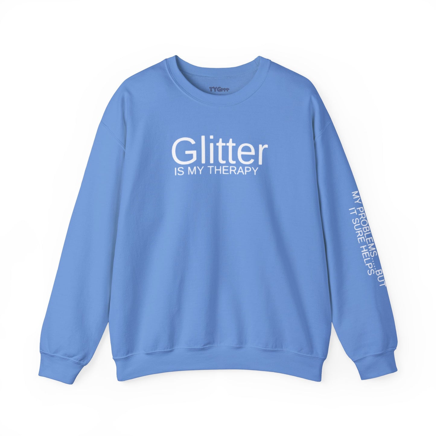 Glitter Therapy Crewneck Sweatshirt, Funny Sparkle Jumper, Glitter Lover Gift, Unisex Pullover, Relaxation Sweater