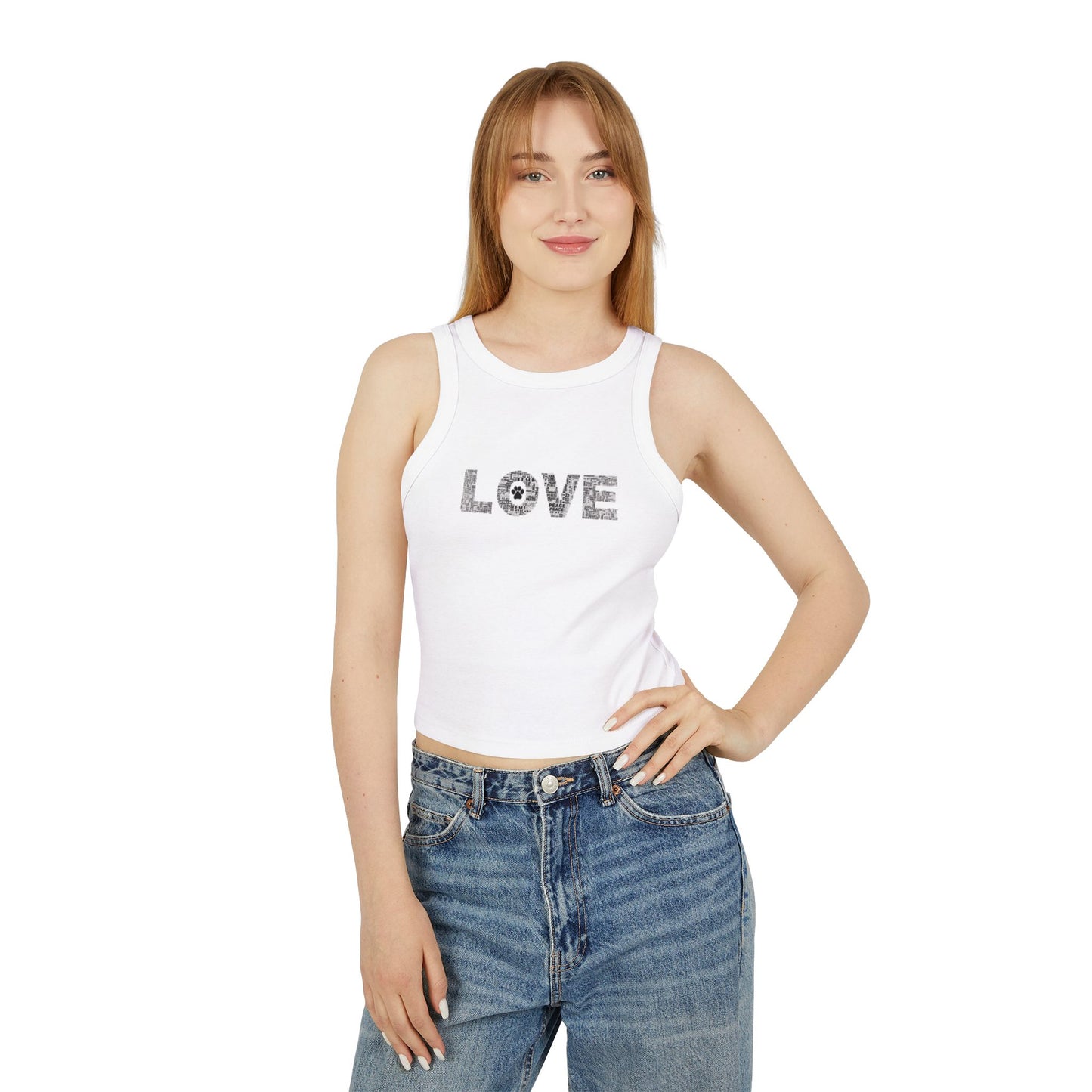 Love + Paw Print Tank Top, Women's Sleeveless Shirt, Dog Lovers Gift, Animal Print Tee, Cute Racerback Top, Summer Tank, Pet Mom Apparel