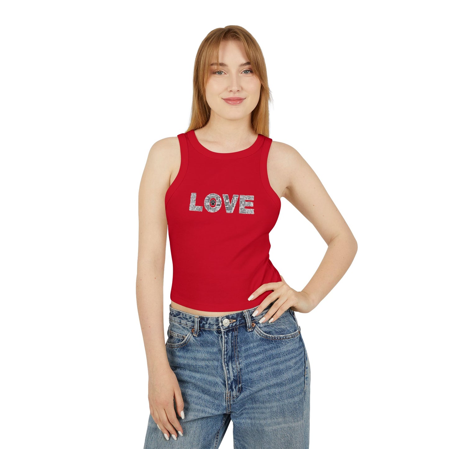 Love + Paw Print Tank Top, Women's Sleeveless Shirt, Dog Lovers Gift, Animal Print Tee, Cute Racerback Top, Summer Tank, Pet Mom Apparel