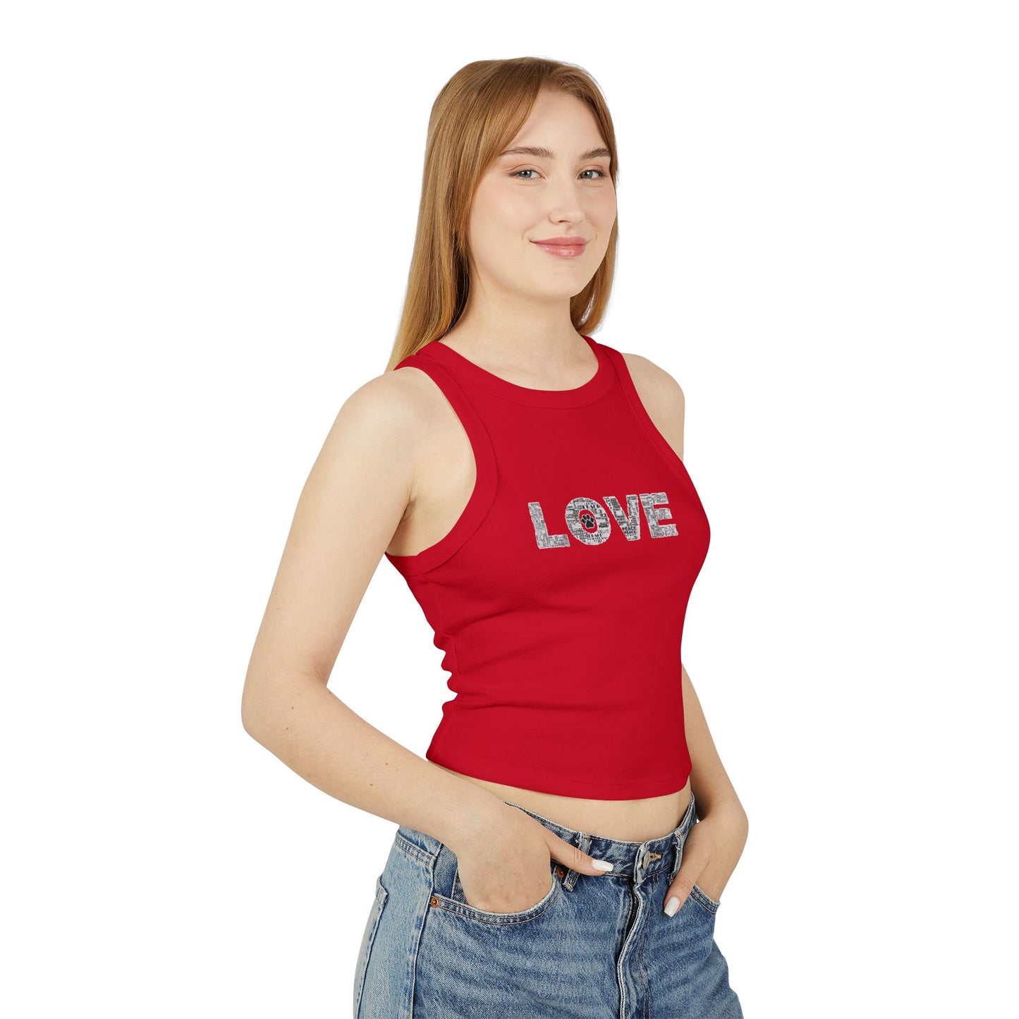 Love + Paw Print Tank Top, Women's Sleeveless Shirt, Dog Lovers Gift, Animal Print Tee, Cute Racerback Top, Summer Tank, Pet Mom Apparel