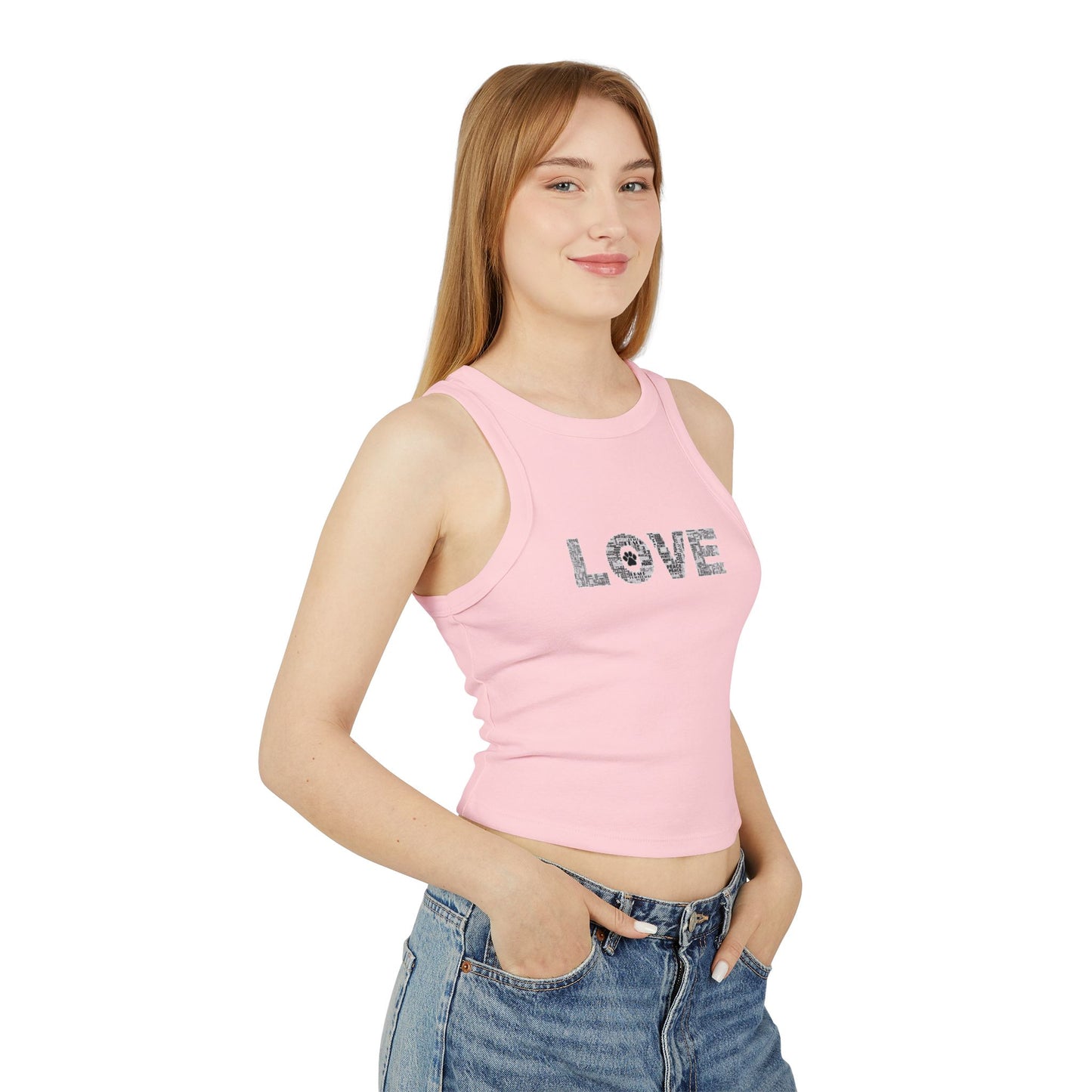 Love + Paw Print Tank Top, Women's Sleeveless Shirt, Dog Lovers Gift, Animal Print Tee, Cute Racerback Top, Summer Tank, Pet Mom Apparel