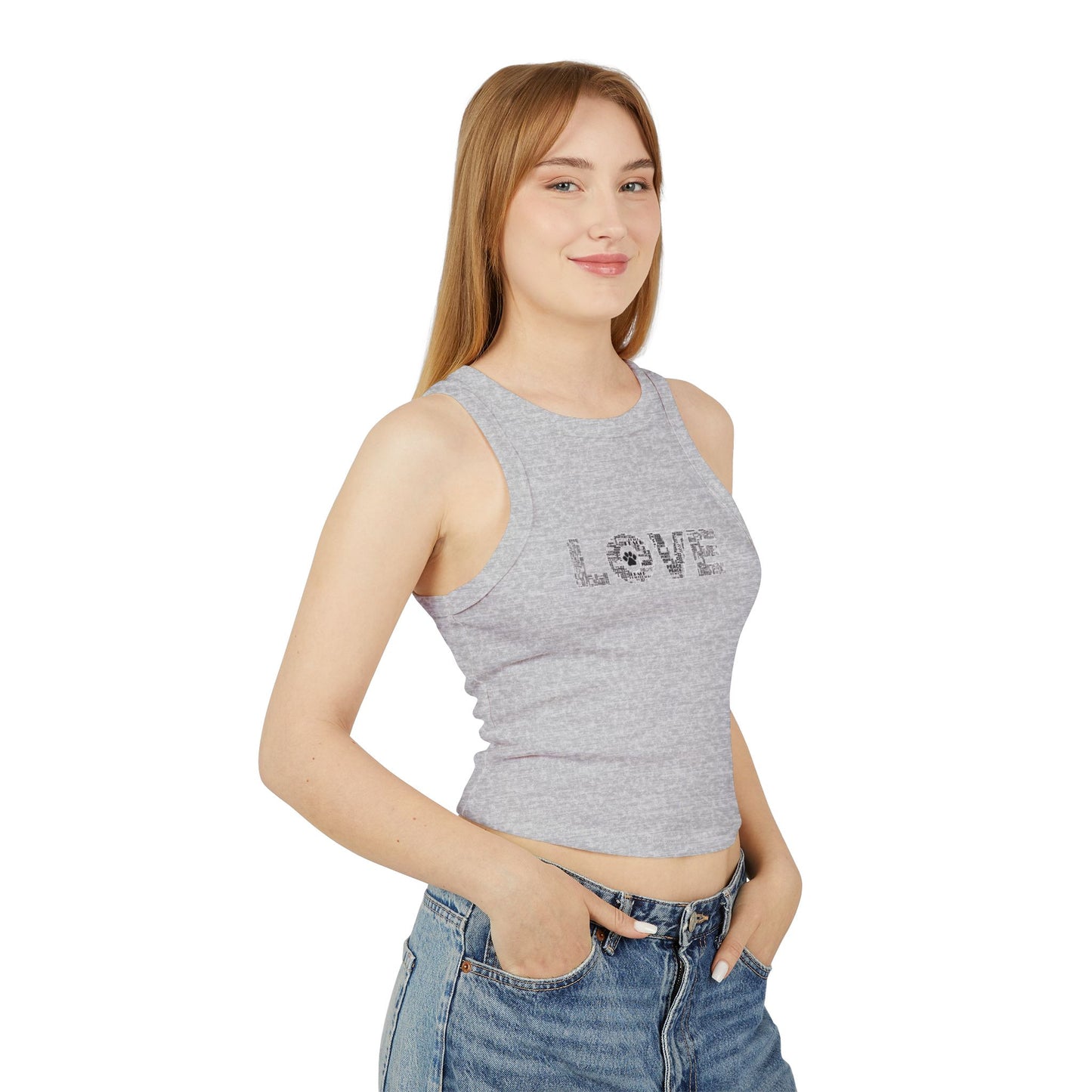 Love + Paw Print Tank Top, Women's Sleeveless Shirt, Dog Lovers Gift, Animal Print Tee, Cute Racerback Top, Summer Tank, Pet Mom Apparel