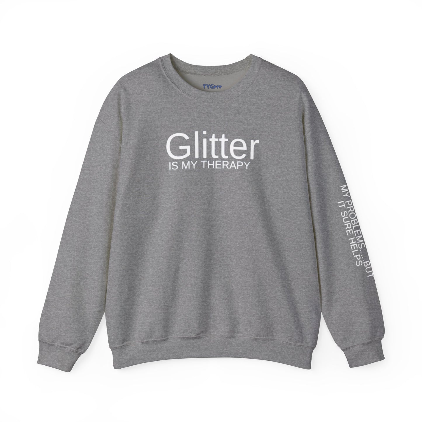 Glitter Therapy Crewneck Sweatshirt, Funny Sparkle Jumper, Glitter Lover Gift, Unisex Pullover, Relaxation Sweater